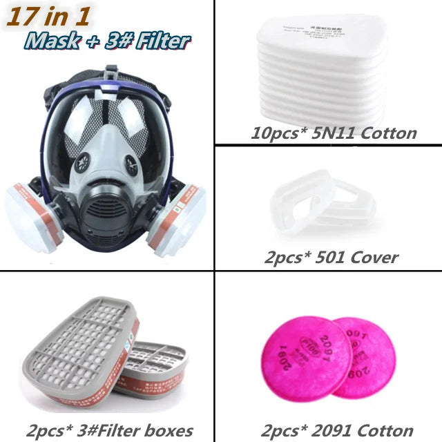 Masque à Gaz Chimique 6800 — Respirateur Anti-poussière et Anti-buée avec Filtres pour Gaz Organiques, Gaz Acides, Ammoniac et Soudure - BLACKBEARD OUTDOOR INDUSTRIES