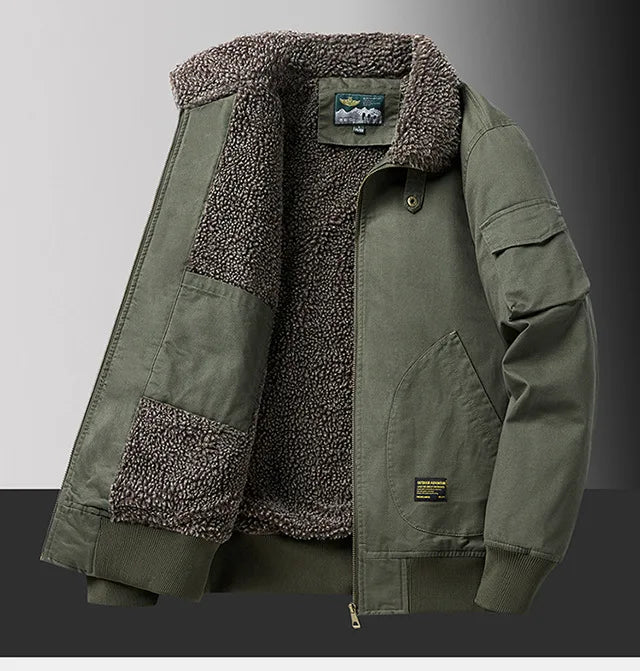 Veste d'Hiver Homme – Bombardier avec Doublure en Laine, Veste à Col Roulé, Manteau en Coton Chaud et Douillet – Parfaite pour les Voyages et le Travail BLACKBEARD OUTDOOR INDUSTRIES