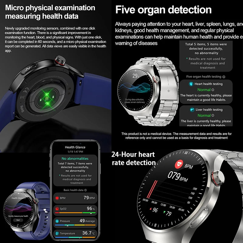 Montre Connectée Médicale GUHUAVMI TK26 – ECG+PPG – Uric Acid, Température, Lipides, Appels Bluetooth – Écran AMOLED 1.43” – Étanche IP68 - BLACKBEARD OUTDOOR INDUSTRIES
