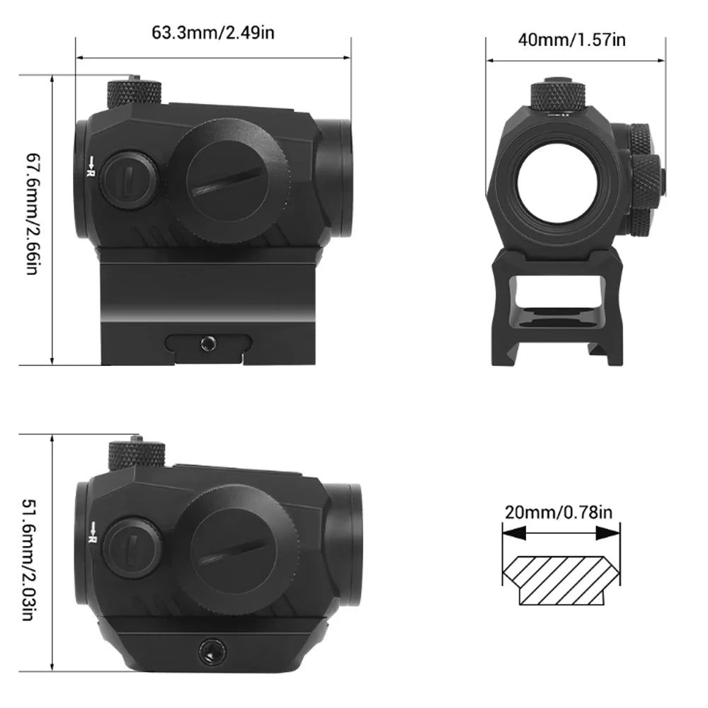 Viseur Red Dot 1x20mm avec Technologie Motion Awake – 2 MOA, Monture Riser - BLACKBEARD OUTDOOR INDUSTRIES