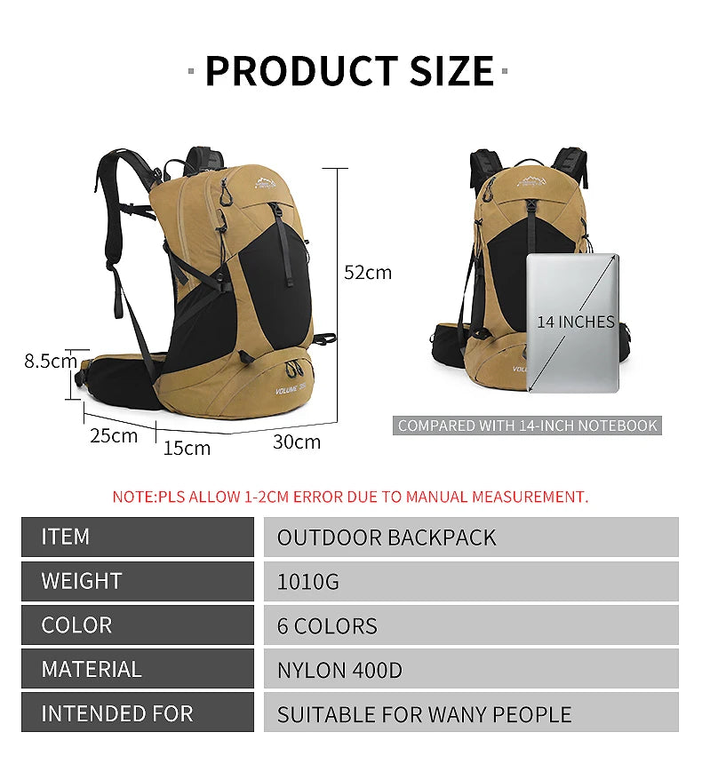 Sac à Dos de Randonnée 35L – Imperméable avec Housse de Pluie Intégrée | Mixte Homme/Femme - BLACKBEARD OUTDOOR INDUSTRIES