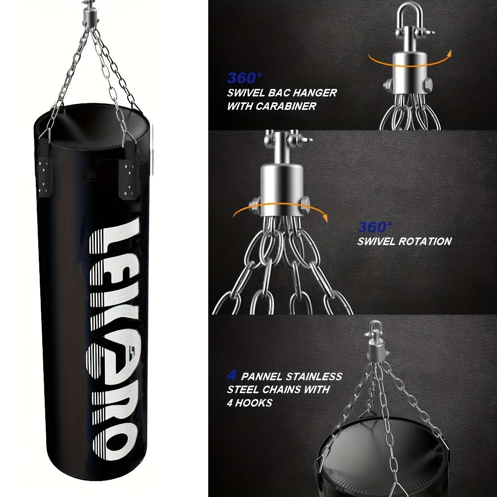 Sac de Frappe Suspendu - Haute Résistance (Non Rempli) pour Boxe, MMA, Kickboxing - Sac de Frappe d'Entraînement avec Gants - Idée Cadeau pour Passionnés de Boxe - BLACKBEARD OUTDOOR INDUSTRIES
