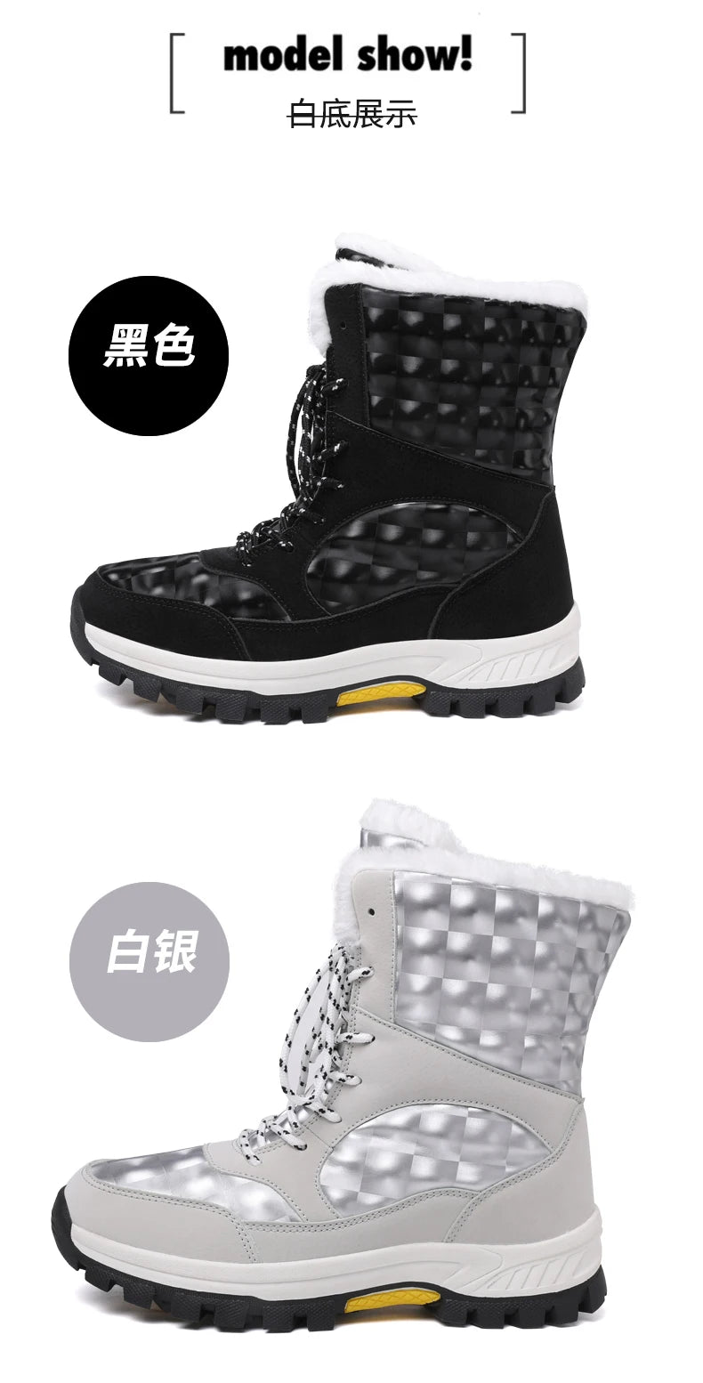 Bottes de Neige Femme Hiver 2024 – Sneakers Chaudes à Fourrure, Semelle Épaisse, Imperméables – Bottines Mi-mollet Outdoor - BLACKBEARD OUTDOOR INDUSTRIES