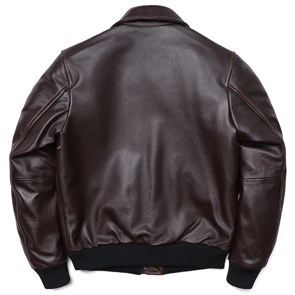 Blouson Homme Style A2 Classique en Cuir Véritable Inspiré Aviation Militaire | Cuir de Vache Naturel | Veste de Pilote - BLACKBEARD OUTDOOR INDUSTRIES
