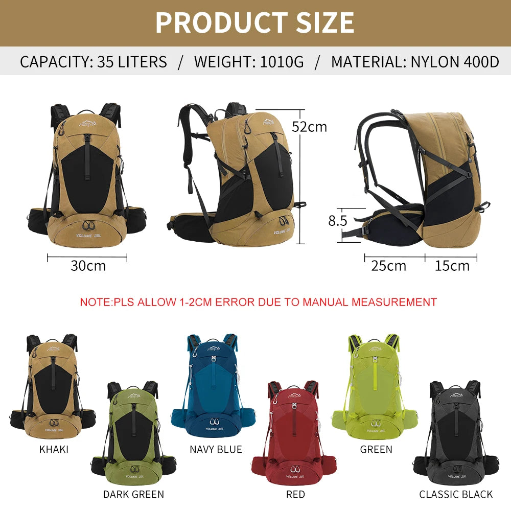 Sac à Dos de Randonnée 35L – Imperméable avec Housse de Pluie Intégrée | Mixte Homme/Femme - BLACKBEARD OUTDOOR INDUSTRIES