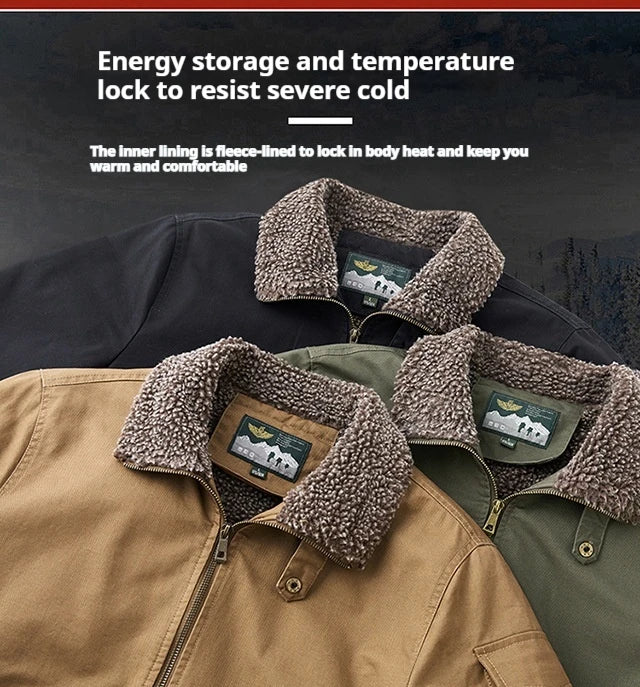 Veste d'Hiver Homme – Bombardier avec Doublure en Laine, Veste à Col Roulé, Manteau en Coton Chaud et Douillet – Parfaite pour les Voyages et le Travail BLACKBEARD OUTDOOR INDUSTRIES