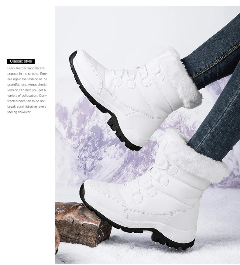 Bottes de Neige Femme Hiver 2024 – Sneakers Chaudes à Fourrure, Semelle Épaisse, Imperméables – Bottines Mi-mollet Outdoor - BLACKBEARD OUTDOOR INDUSTRIES