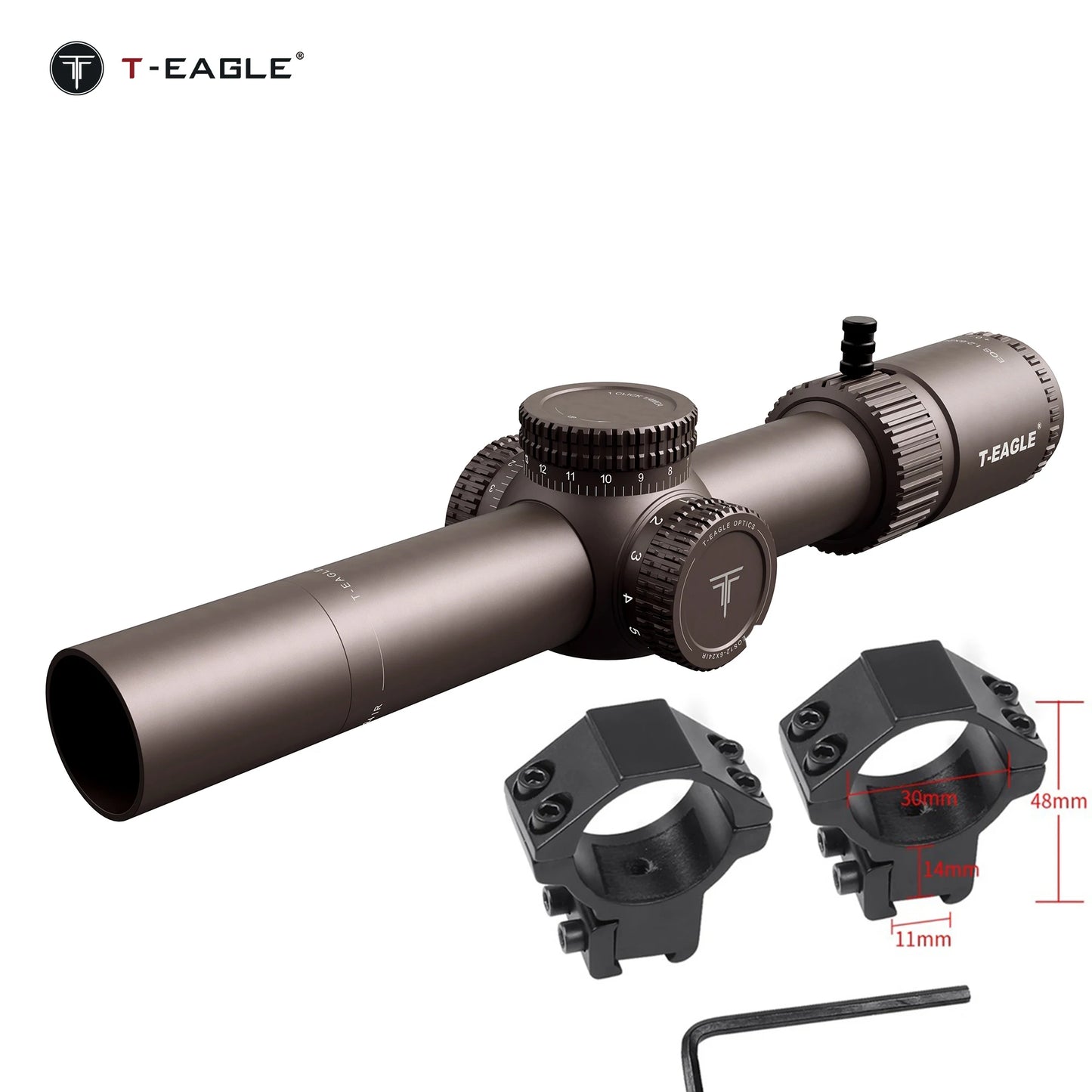 T-EAGLE EOS 1.2-6x24 IR - Lunette de Précision Tactique pour Fusil de Chasse avec Réticule Illuminé, Viseur Collimateur et Support Picatinny - BLACKBEARD OUTDOOR INDUSTRIES