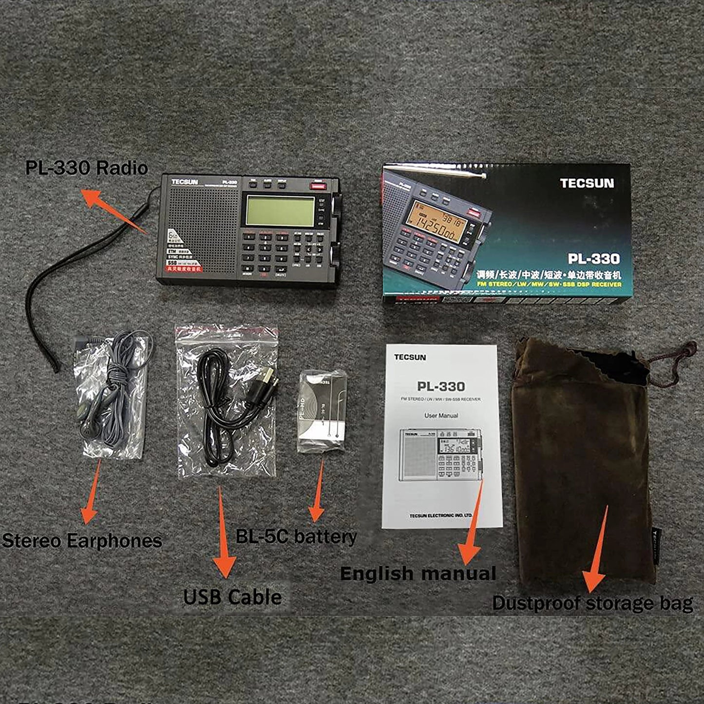 récepteur radio portable Tecsun PL-330 FM/MW/SW/LW Ma boutique