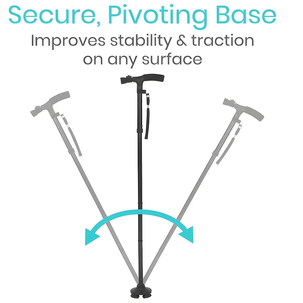 Canne Télescopique Pliable avec LED – Béquille Anti-Dérapante, Légère et Fiable pour Seniors Ma boutique
