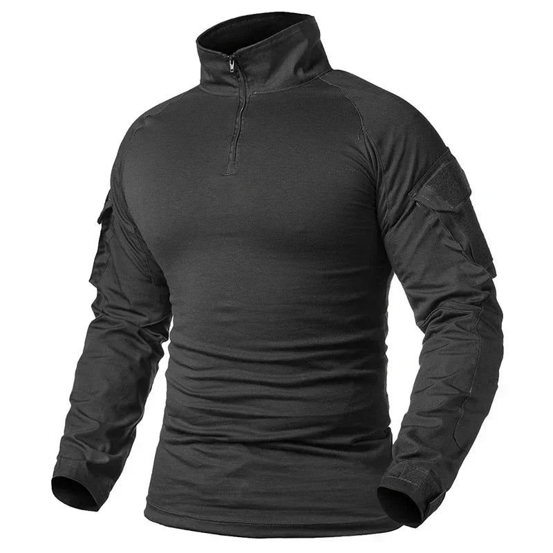 Chemise Tactique à Manches Longues Outdoor CP - T-shirt Combat à Zip 1/4 en Ripstop Coton Camo pour Hommes BLACKBEARD OUTDOOR INDUSTRIES