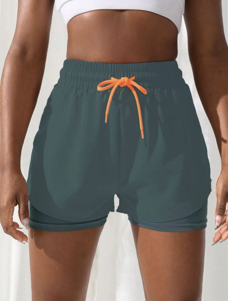 Short de Sport Femme 2-en-1 Mermaid Curve – Respirant, Séchage Rapide, Taille Cordon, Graphique Lettre - BLACKBEARD OUTDOOR INDUSTRIES