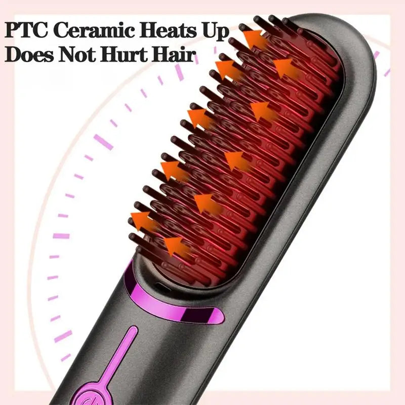 Brosse Lissante Sans Fil – Brosse Chauffante Anti-Frisottis Portable avec Batterie Rechargeable | Idéale pour Voyage & Maison - BLACKBEARD OUTDOOR INDUSTRIES