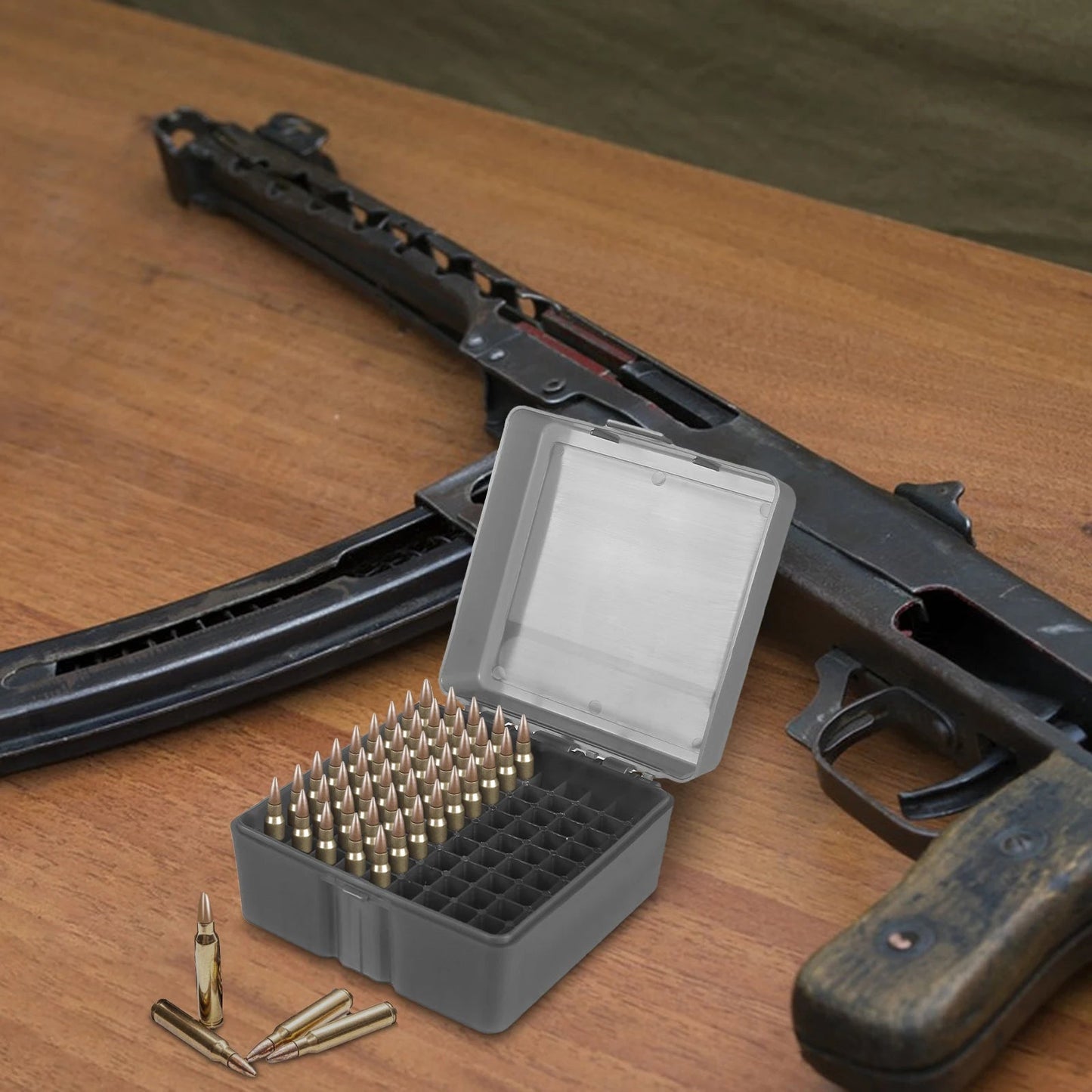 Boîte de Rangement pour Munitions – 50 ou 100 Coups | Calibres .223/5.56mm, 7.62x39mm, .38 Spé , 9mm Ma boutique