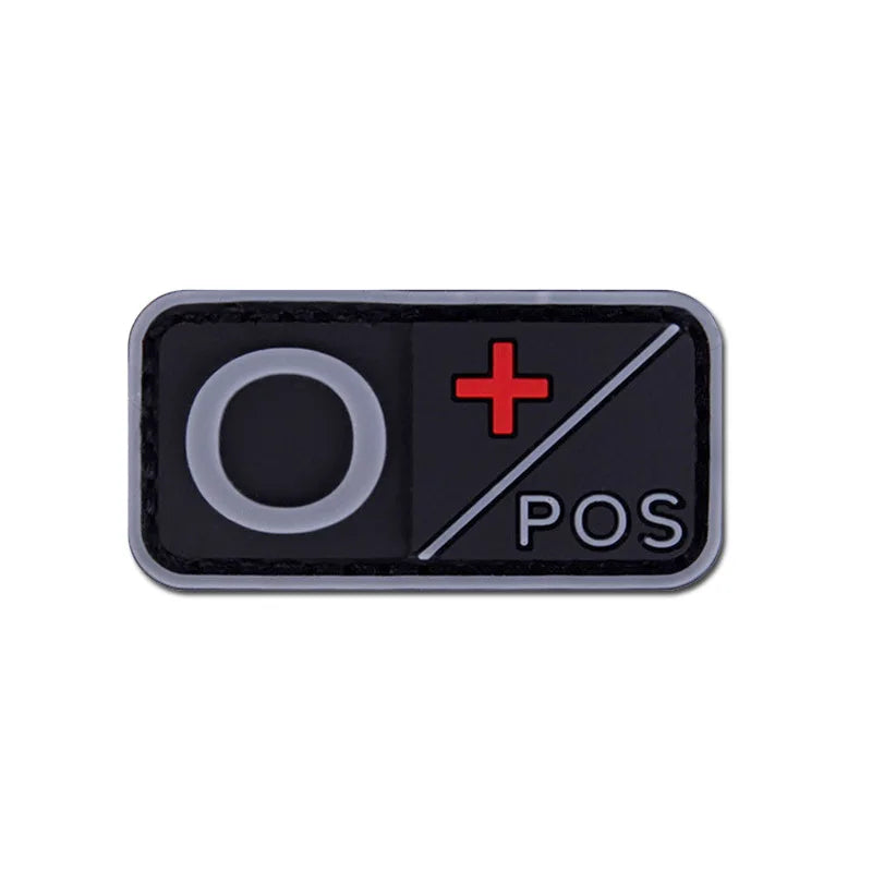 Patch Groupe Sanguin 3D PVC – A B AB O Rh + / - – Écusson Tactique Militaire Hook & Loop 5×2,5 cm - BLACKBEARD OUTDOOR INDUSTRIES