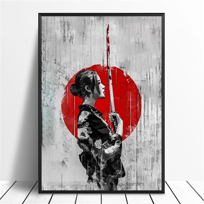 Poster Retro Japon Samurai – Impression sur Toile Canvas - BLACKBEARD OUTDOOR INDUSTRIES