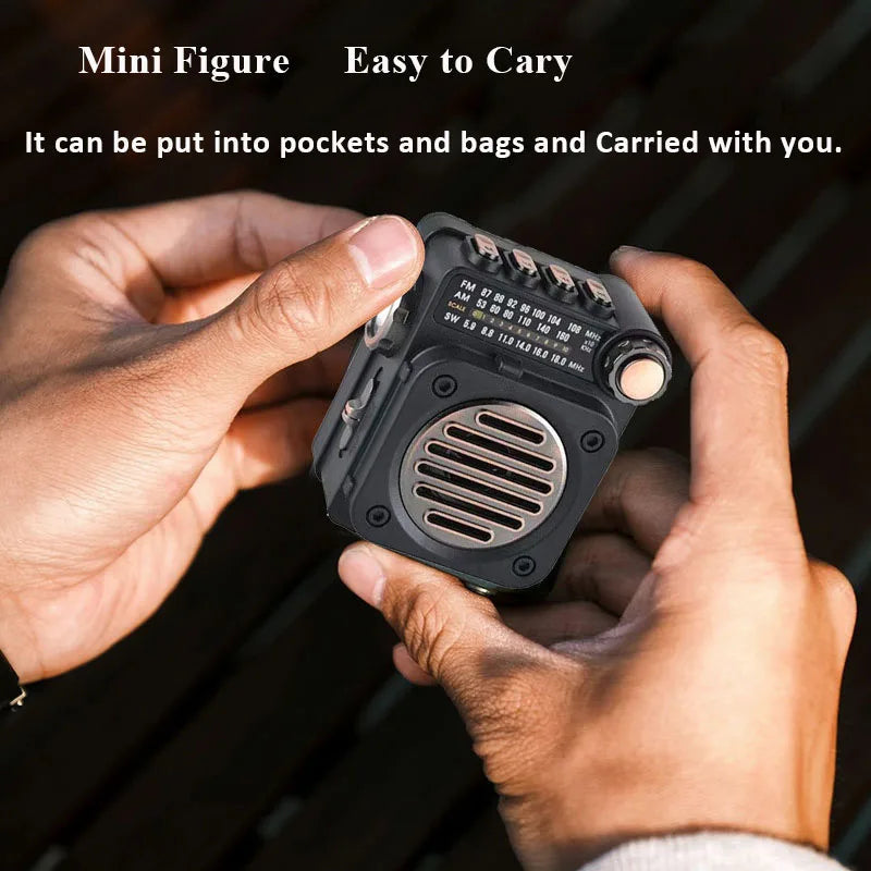 FM AM SW Stereo Pocket Mini Radio Wireless Bluetooth with LED Flashlight Ma boutique
