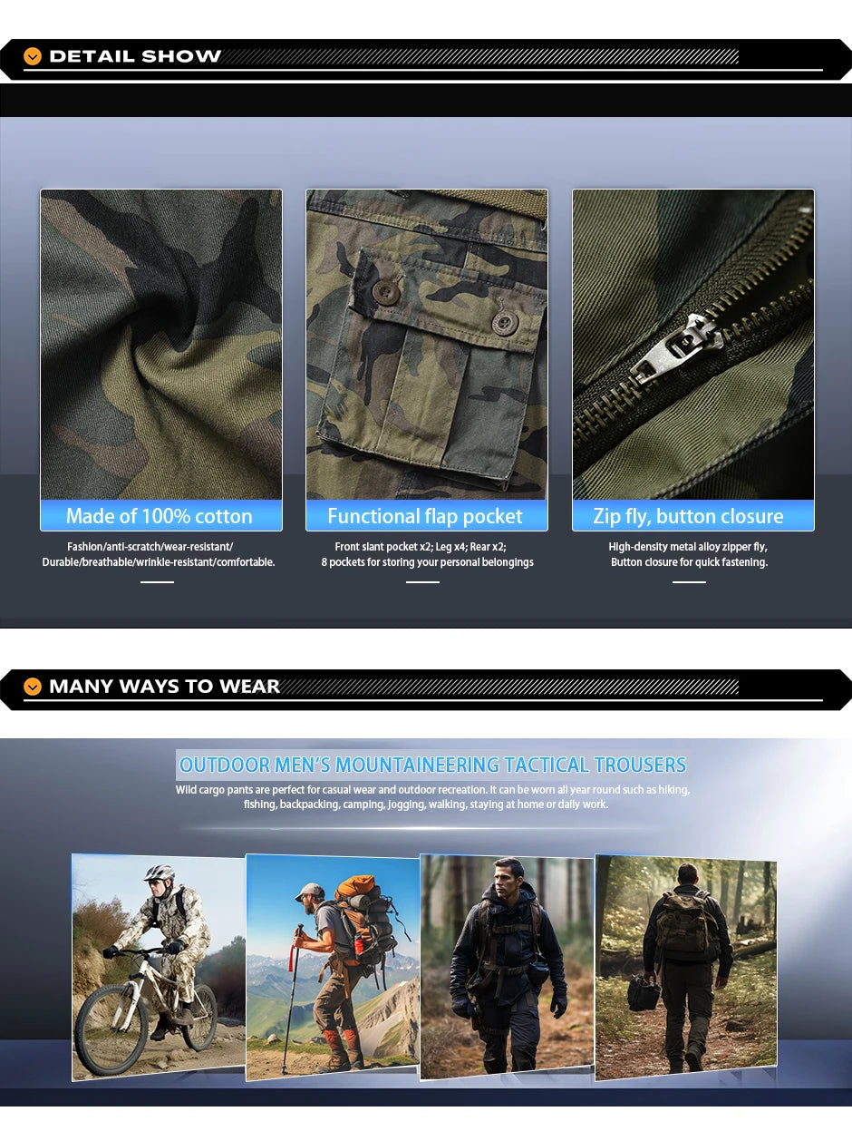 Pantalon Cargo Homme AKARMY – Randonnée, Escalade, Travail, Style Militaire - BLACKBEARD OUTDOOR INDUSTRIES