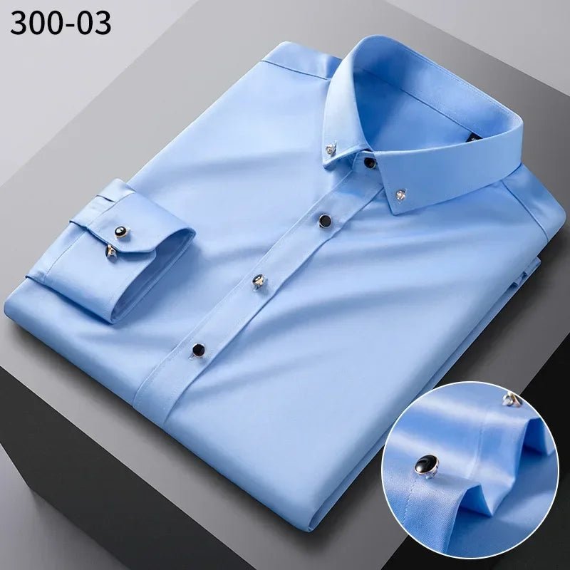 Chemise Homme de Qualité, Manches Longues, Élastique, Confortable et Anti-Retouche – Chemise Business Slim Fit Coréenne BLACKBEARD OUTDOOR INDUSTRIES