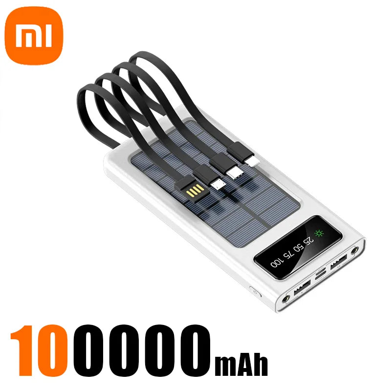 Batterie Externe Solaire Xiaomi 200000mAh – Charge Rapide – 4 Câbles Intégrés – Écran LED – Ports USB, Type-C & Lightning - BLACKBEARD OUTDOOR INDUSTRIES