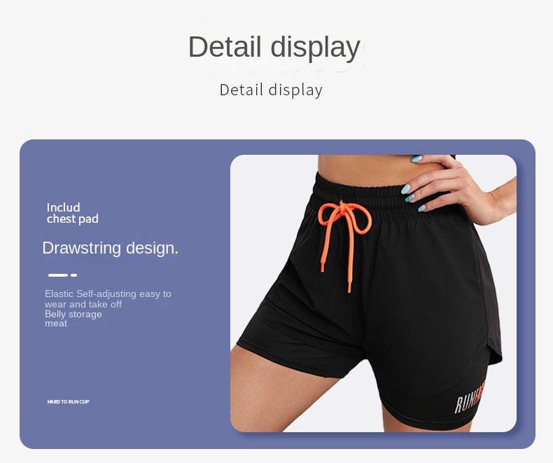 Short de Sport Femme 2-en-1 Mermaid Curve – Respirant, Séchage Rapide, Taille Cordon, Graphique Lettre - BLACKBEARD OUTDOOR INDUSTRIES