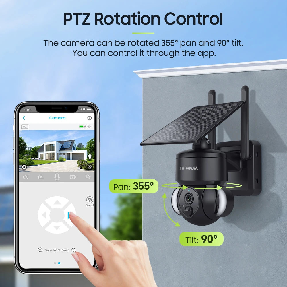 Caméra de Surveillance Solaire 4MP SHIWOJIA – 4G / WiFi | Batterie 7500mAh | PTZ 360° | Vision Nocturne Couleur | Audio Bidirectionnel | Étanche IP65 Ma boutique