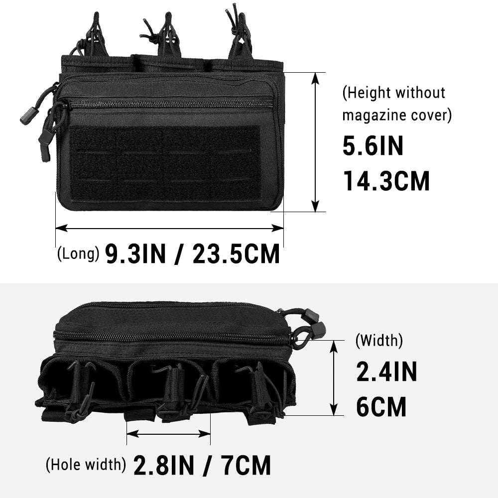 Poche à Chargeurs Tactique 5.56/.223 7.62mm pour M4 M16 AK AR avec Molle - Poche Triple à Accès Rapide BLACKBEARD OUTDOOR INDUSTRIES