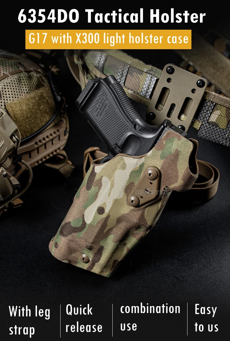 Holster Tactique de Cuisse – Pour Glock 17 Gen4 / G19 avec Lampe X300 / X300U - BLACKBEARD OUTDOOR INDUSTRIES