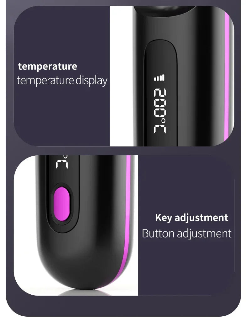 Peigne Lissant Électrique USB LCD avec Chauffage Céramique – Brosse Lissante Rechargeable Sans Fil avec Ions Négatifs - BLACKBEARD OUTDOOR INDUSTRIES