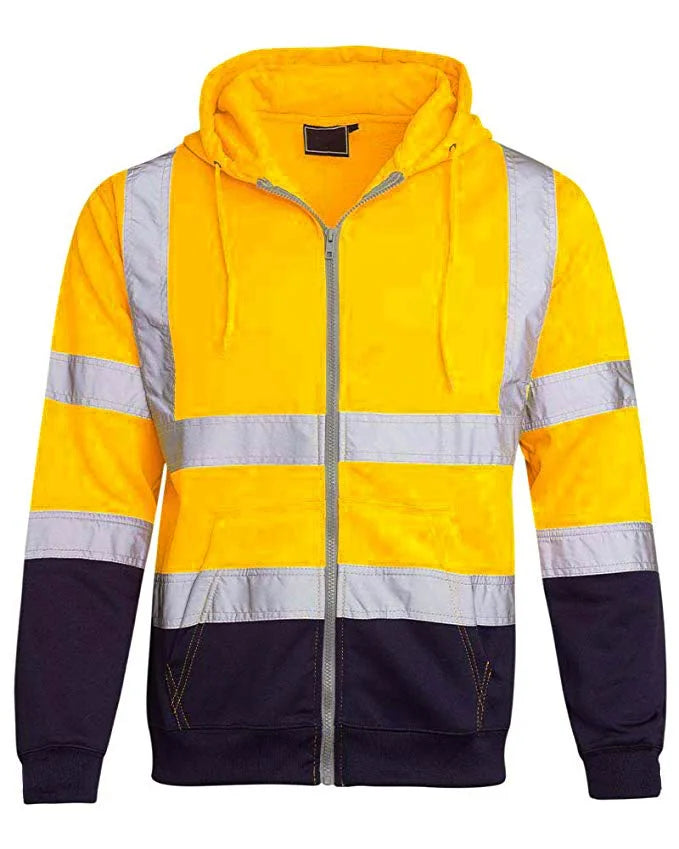 Sweat à Capuche Réfléchissant Haute Visibilité - Vêtement de Travail de Protection, Coloris Bloc, Fermeture Éclair - BLACKBEARD OUTDOOR INDUSTRIES