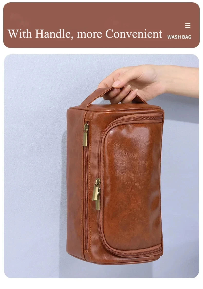 Trousse de Toilette en Cuir PU ou Toile – Grande Capacité & Accroche Murale | Unisexe, Idéale pour les Voyages - BLACKBEARD OUTDOOR INDUSTRIES