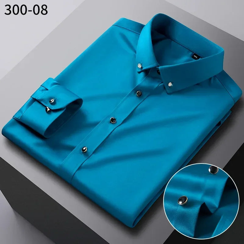 Chemise Homme de Qualité, Manches Longues, Élastique, Confortable et Anti-Retouche – Chemise Business Slim Fit Coréenne BLACKBEARD OUTDOOR INDUSTRIES
