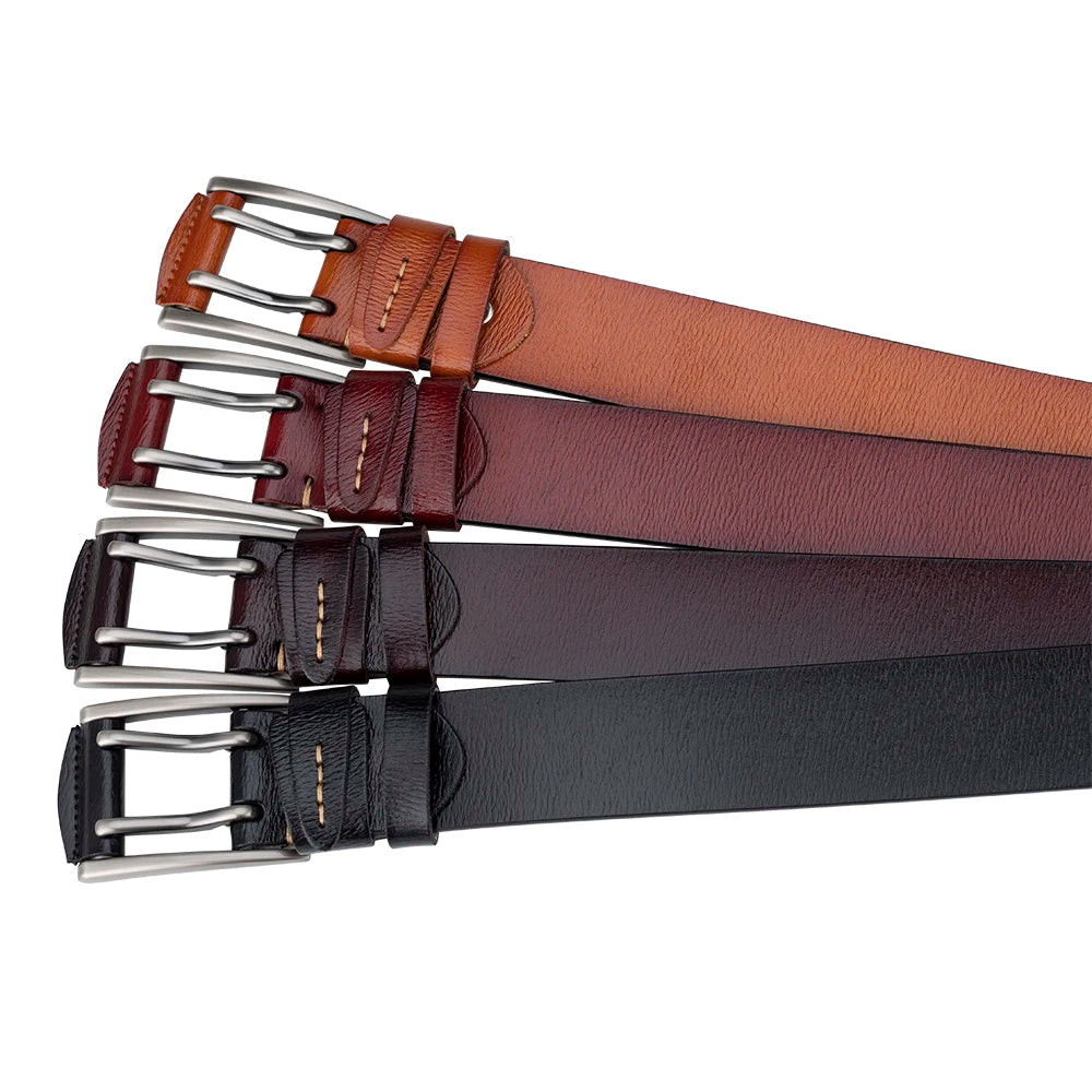 Ceinture en Cuir Véritable à Double Boucle pour Homme - Ceinture Casual 4,1 cm BLACKBEARD OUTDOOR INDUSTRIES