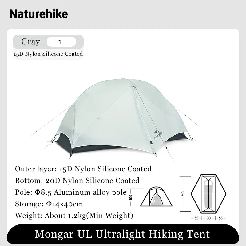 Naturehike Mongar UL Ultralight Camping Tent – Tente de Randonnée 3 Saisons Imperméable Double Couches - BLACKBEARD OUTDOOR INDUSTRIES