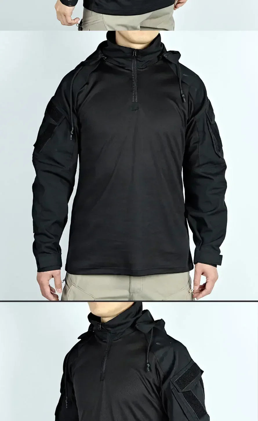 Chemise tactique unisexe manches longues – T-shirt respirant à capuche camouflage pour chasse, entraînement et paintball - BLACKBEARD OUTDOOR INDUSTRIES