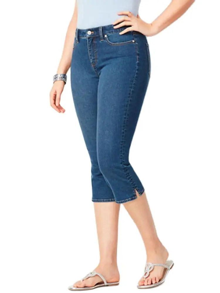 Jean Capri Femme Vintage Taille Haute – Grandes Tailles jusqu’au 3XL – Style Européen Mode Été 2025 - BLACKBEARD OUTDOOR INDUSTRIES