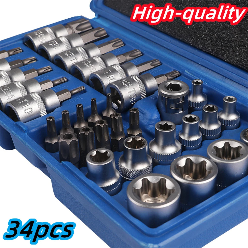 Set de 34 Pièces Douilles Torx Star & Embouts Sécurité – Mâle/Femelle E-Security - BLACKBEARD OUTDOOR INDUSTRIES