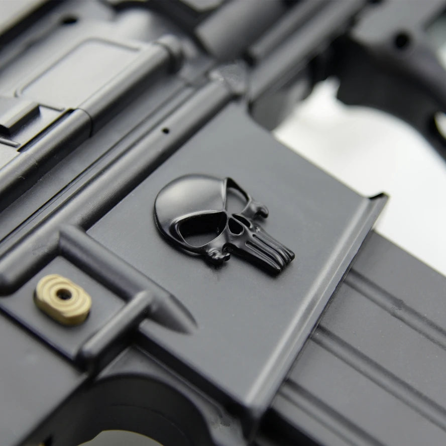 Autocollant métallique 3D tête de mort Ma boutique