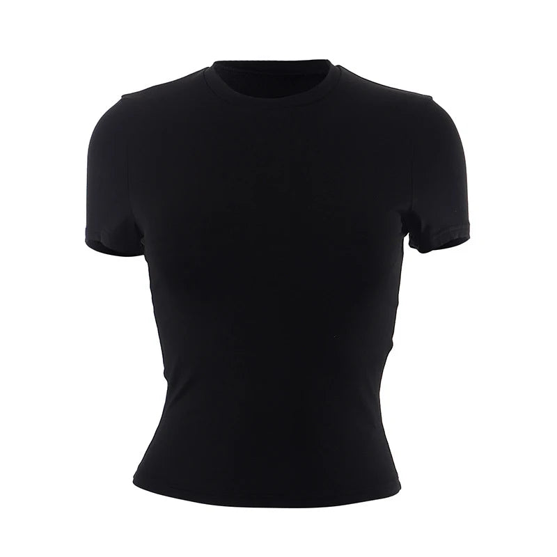 T-Shirt Court Femme Été 2025 | Col Montant – Uni, Extensible & Doux | Haut Basique Mode Casual - BLACKBEARD OUTDOOR INDUSTRIES
