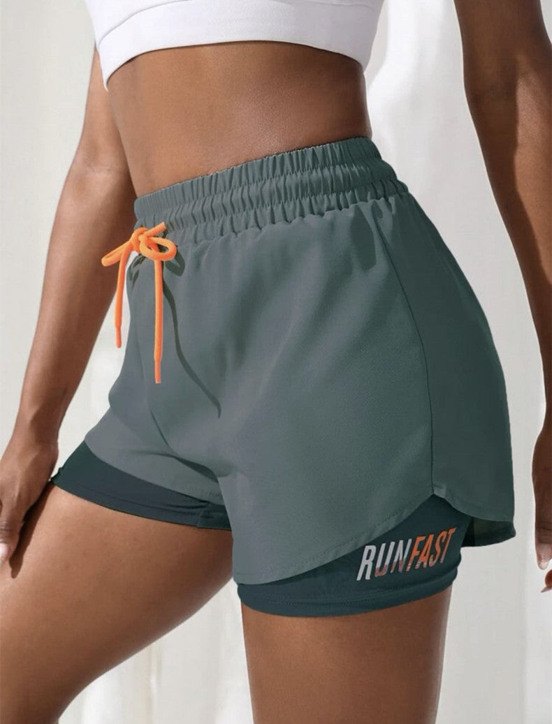 Short de Sport Femme 2-en-1 Mermaid Curve – Respirant, Séchage Rapide, Taille Cordon, Graphique Lettre - BLACKBEARD OUTDOOR INDUSTRIES