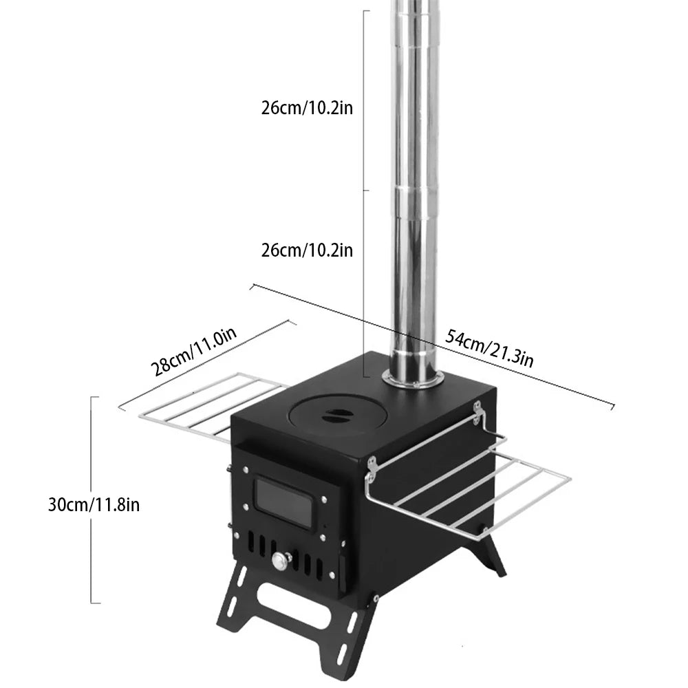 Poêle à Bois de Camping Extérieur – Chauffage Pliable en Acier Inoxydable avec Fenêtre d’Observation pour Tente, Cheminée de Patio - BLACKBEARD OUTDOOR INDUSTRIES