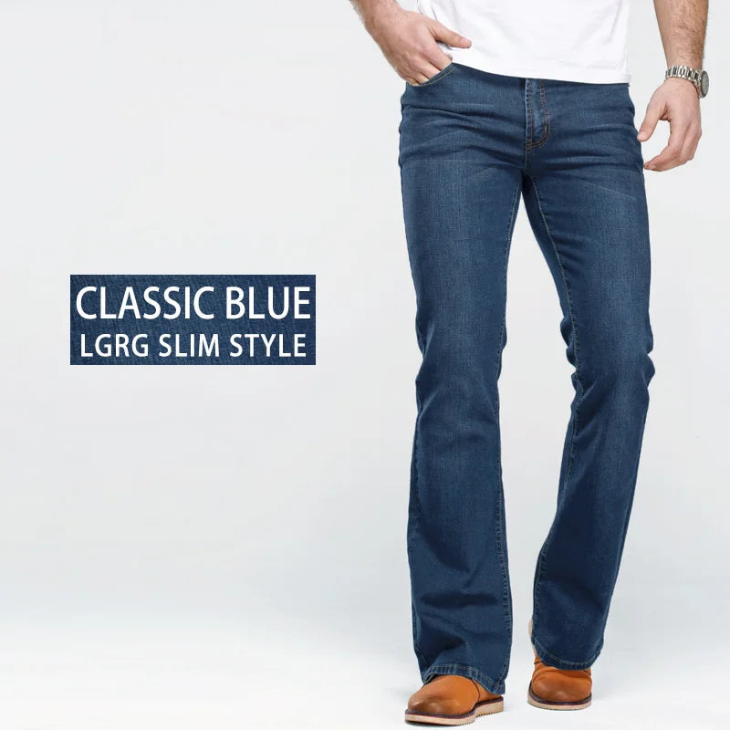 Jean Homme Bootcut Légèrement Évasé Slim Fit – Pantalon en Denim Stretch Classique, Bleu ou Noir, Tendance Designer BLACKBEARD OUTDOOR INDUSTRIES