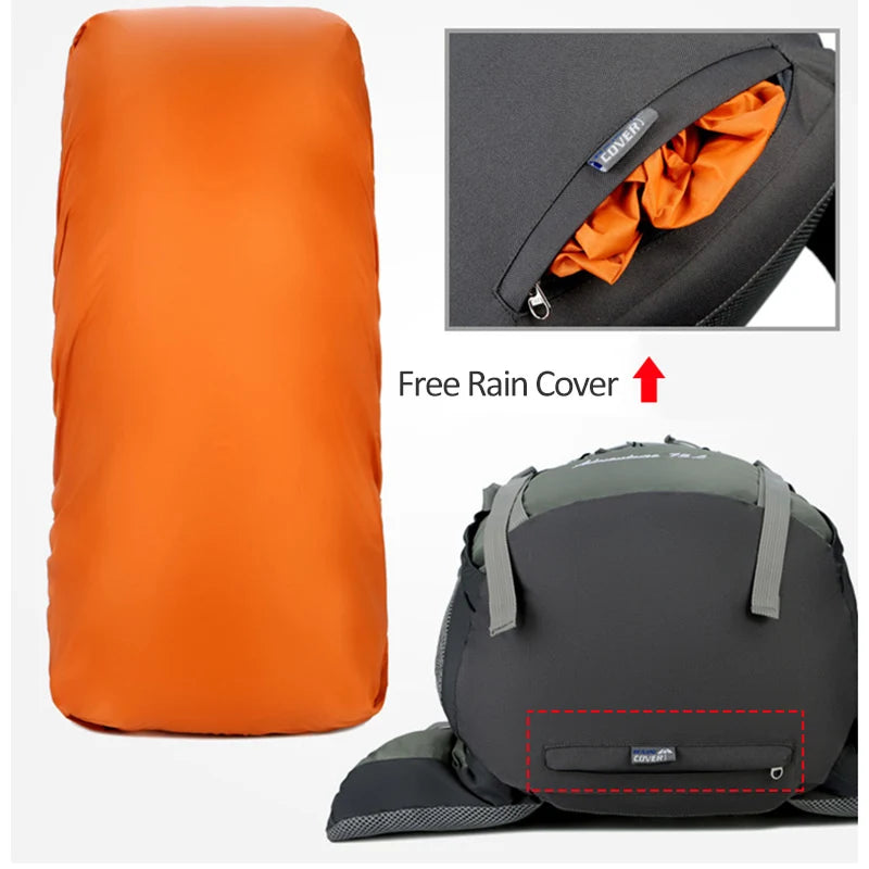 Sac à Dos de Camping 75L - Avec Housse de Pluie - Randonnée, Escalade, Trekking - Unisexe - BLACKBEARD OUTDOOR INDUSTRIES
