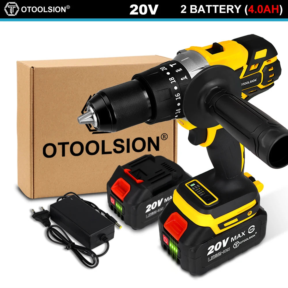 OToolsion 20V 13MM Perceuse sans fil à moteur Brushless – Visseuse à impact pour béton BLACKBEARD OUTDOOR INDUSTRIES