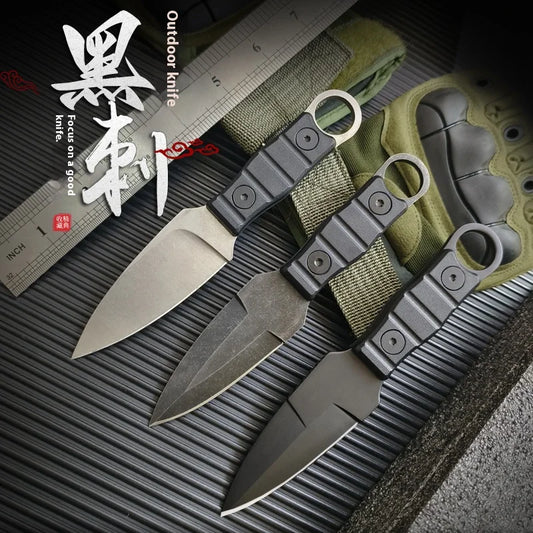 Couteau type kunai – Lame Droite Compacte en Acier Inoxydable Haute Dureté, Couteau Tactique avec Anneau - BLACKBEARD OUTDOOR INDUSTRIES