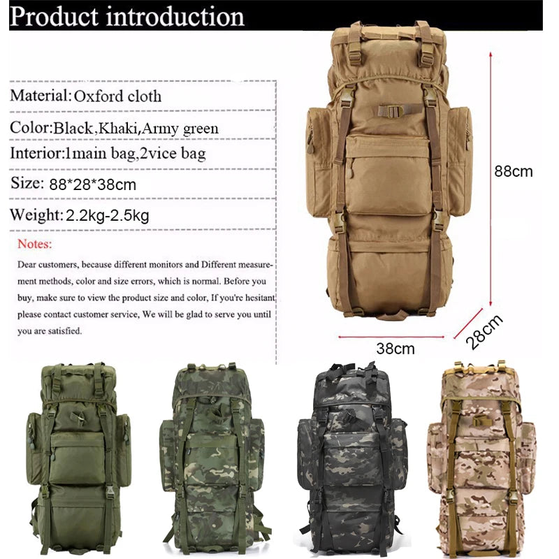 Sac à Dos Tactique 100L – Ultra Grande Capacité Étanche avec Cadre Interne - BLACKBEARD OUTDOOR INDUSTRIES