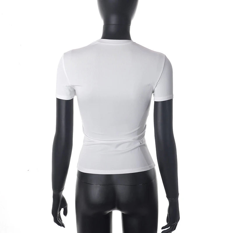 T-Shirt Court Femme Été 2025 | Col Montant – Uni, Extensible & Doux | Haut Basique Mode Casual - BLACKBEARD OUTDOOR INDUSTRIES