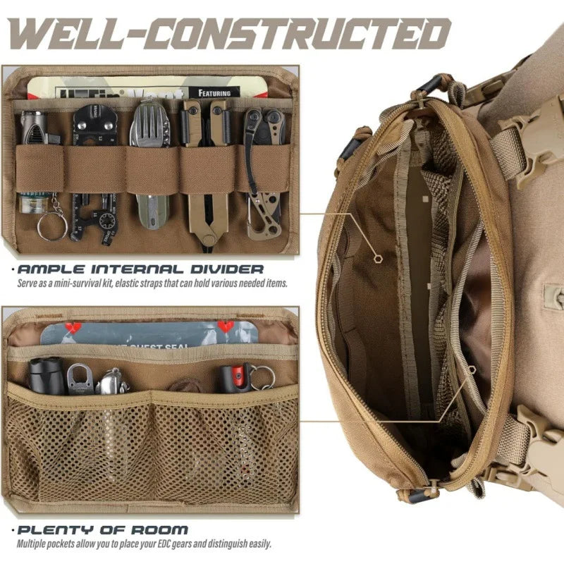 Sac Tactique pour Épaule Molle en Nylon 1000D – Poche Airsoft, Sac de Camping, Sac de Randonnée EDC, Sac de Chasse et Pêche BLACKBEARD OUTDOOR INDUSTRIES