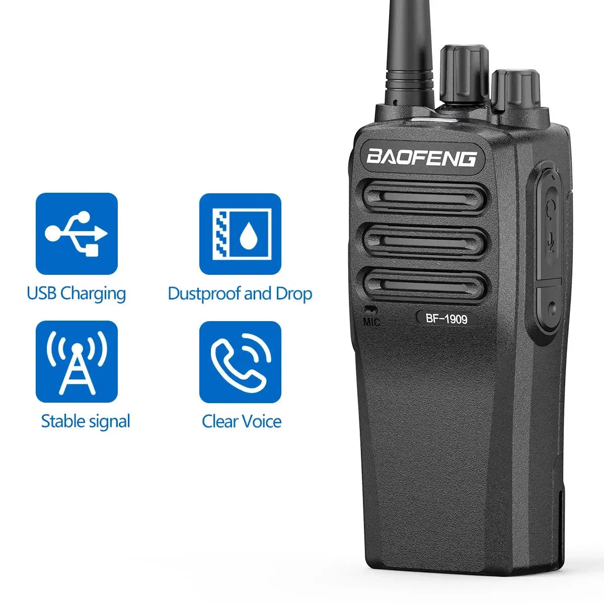 Baofeng BF-1909 10W Talkie-Walkie UHF 400-470MHz Ma boutique