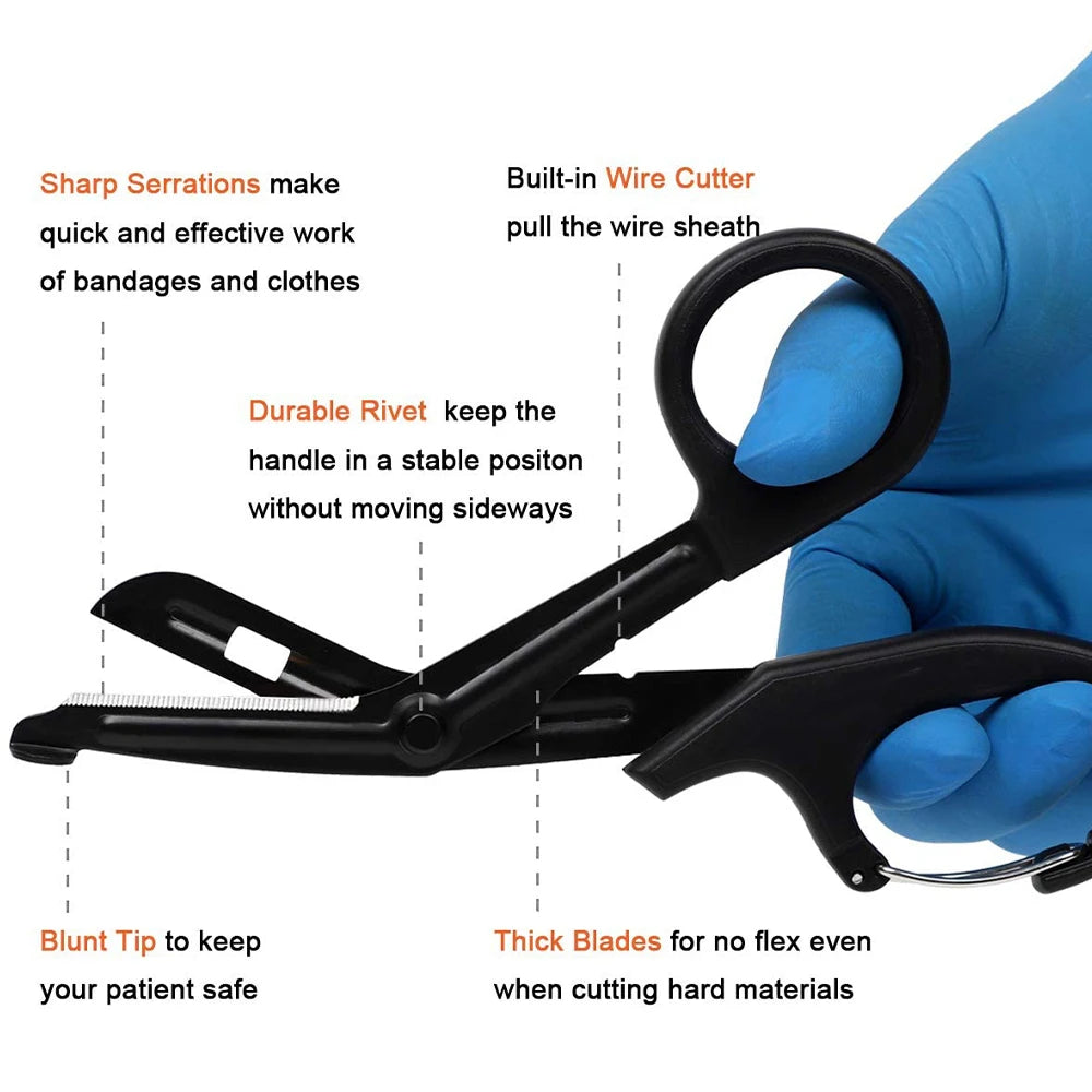RHINO RESCUE - Ciseaux de Traumatologie 7,5" en Acier Inoxydable Premium avec Lames Anti-Adhésives et Revêtement Fluoré - 1 Pièce - BLACKBEARD OUTDOOR INDUSTRIES